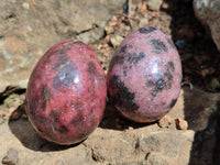 Polished Small Rhodonite Gemstone Eggs - Sold Per Item - From Zimbabwe