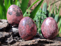 Polished Small Rhodonite Gemstone Eggs - Sold Per Item - From Zimbabwe