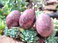 Polished Small Rhodonite Gemstone Eggs - Sold Per Item - From Zimbabwe