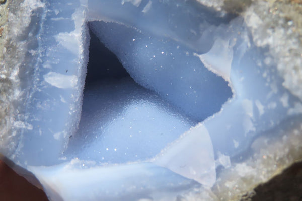 Natural Blue Lace Agate Geode Specimens x 3 From Nsanje, Malawi