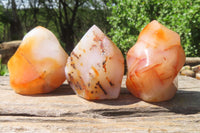 Polished Carnelian Flame Sculptures x 12 From Madagascar