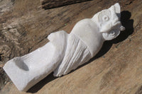 Hand Made White Marble Owl Carving x 1 From Zimbabwe