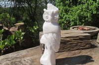 Hand Made White Marble Owl Carving x 1 From Zimbabwe