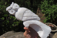 Hand Made White Marble Owl Carving x 1 From Zimbabwe