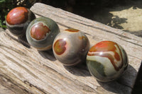 Polished Polychrome Jasper Spheres x 4 From Madagascar