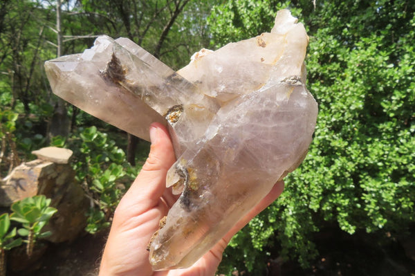 Natural Smokey Quartz Cluster With Schorl x 1 From Zomba, Malawi