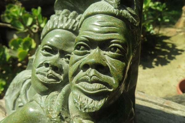 Hand Made Green Verdite African Tribal Couple Sculpture x 1 From Zimbabwe