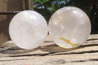 Polished Clear Quartz Crystal Balls x 4 From Madagascar