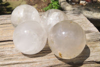 Polished Clear Quartz Crystal Balls x 4 From Madagascar