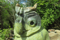 Hand Made Leopard Stone Owl Carving x 1 From Zimbabwe