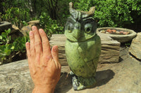 Hand Made Leopard Stone Owl Carving x 1 From Zimbabwe