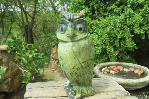 Hand Made Leopard Stone Owl Carving x 1 From Zimbabwe