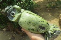 Hand Made Leopard Stone Owl Carving x 1 From Zimbabwe