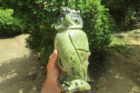 Hand Made Leopard Stone Owl Carving x 1 From Zimbabwe