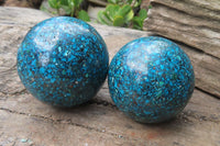 Polished Chrysocolla Conglomerate Spheres x 2 From Congo