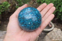 Polished Chrysocolla Conglomerate Spheres x 2 From Congo