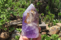 Polished Chevron Amethyst Points x 2 From Madagascar