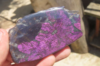 Polished On One Side Metallic Purpurite Specimens x 6 From Namibia