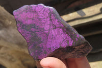 Polished On One Side Metallic Purpurite Specimens x 6 From Namibia