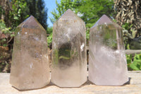 Polished Clear Smokey Quartz Points x 6 From Madagascar