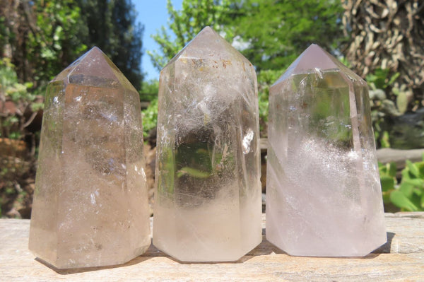 Polished Clear Smokey Quartz Points x 6 From Madagascar