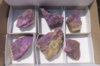 Natural Metallic Purpurite Cobbed Specimens x 6 From Erongo, Namibia