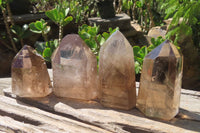 Polished Smokey Quartz Crystals x 4 From Madagascar