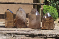 Polished Smokey Quartz Crystals x 4 From Madagascar