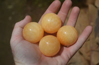 Polished Small Honey Aragonite Gemstone Sphere-Balls - Sold Per Item - From Ais-Ais Namibia