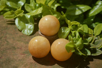 Polished Small Honey Aragonite Gemstone Sphere-Balls - Sold Per Item - From Ais-Ais Namibia