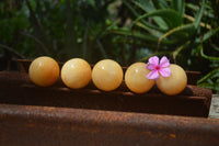 Polished Small Honey Aragonite Gemstone Sphere-Balls - Sold Per Item - From Ais-Ais Namibia