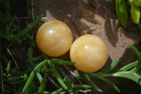 Polished Small Honey Aragonite Gemstone Sphere-Balls - Sold Per Item - From Ais-Ais Namibia