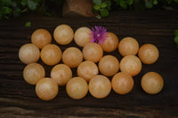 Polished Small Honey Aragonite Gemstone Sphere-Balls - Sold Per Item - From Ais-Ais Namibia