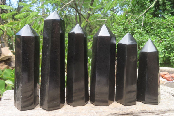 Polished Black Basalt Points x 6 From Antsirabe, Madagascar