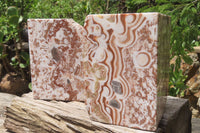 Polished Chocolate Swirl Aragonite Bookends x 2 From Namibia