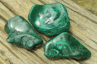 Polished Flower Banded Malachite Free Forms x 3 From Congo