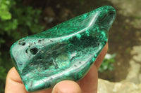 Polished Flower Banded Malachite Free Forms x 3 From Congo