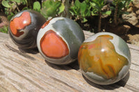 Polished Polychrome Jasper Spheres x 3 From Madagascar