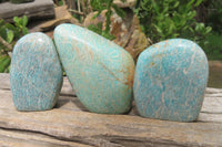 Polished Amazonite Standing Free Forms x 12 From Zimbabwe