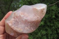 Polished Flower Agate Standing Free Forms x 3 From Antsahalova, Madagascar