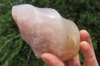 Polished Flower Agate Standing Free Forms x 3 From Antsahalova, Madagascar