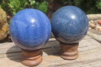 Polished Lazulite Spheres x 2 From Madagascar