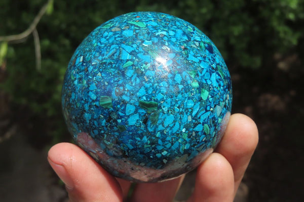 Polished Chrysocolla Conglomerate Spheres x 2 From Congo