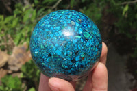 Polished Chrysocolla Conglomerate Spheres x 2 From Congo