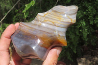 Polished Banded Agate Flame Sculptures x 2 From Madagascar