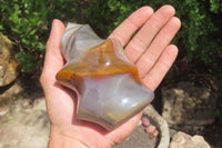 Polished Banded Agate Flame Sculptures x 2 From Madagascar