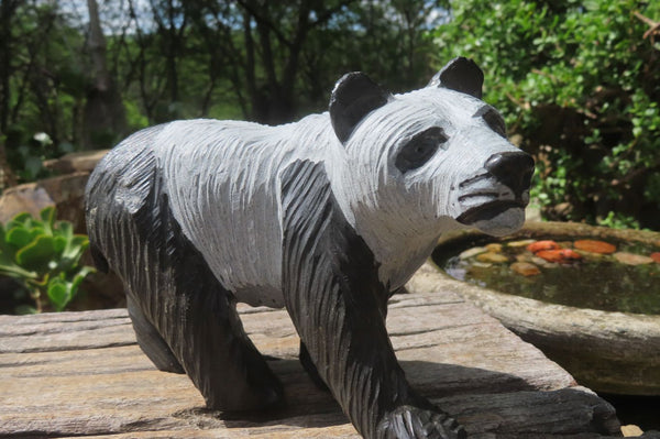 Hand Made Wonder Stone Panda Carving x 1 From Zimbabwe