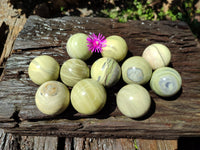 Polished African Banded Butter Jade Sphere-Balls - Sold Per Item - From Bronkhorstspruit, South Africa