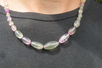 Polished Rainbow Fluorite Rice Shaped Beaded Necklace - Sold Per Item - From Namibia