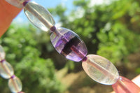 Polished Rainbow Fluorite Rice Shaped Beaded Necklace - Sold Per Item - From Namibia